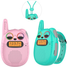 Walkie-talkies infantis recarregáveis, pacote com 2 unidades e rádio FM.