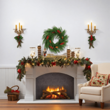 Guirlanda de Natal com Pinhas e Frutos Silvestres em Estilo Natural