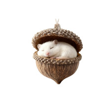 Ornement en forme de gland représentant un animal de la forêt, fait main, 10 cm (4 pouces)