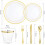 White & Gold Disposable Dinnerware Set, 125-Piece 1