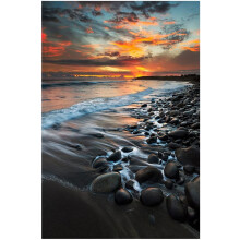 Sonnenuntergangs-Seelandschaft-Leinwandbild, 12x18 Zoll, ungerahmt