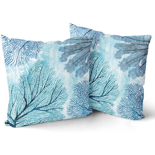 Conjunto de 2 capas de almofada com tema náutico e costeiro, 50x50cm (20x20 polegadas).