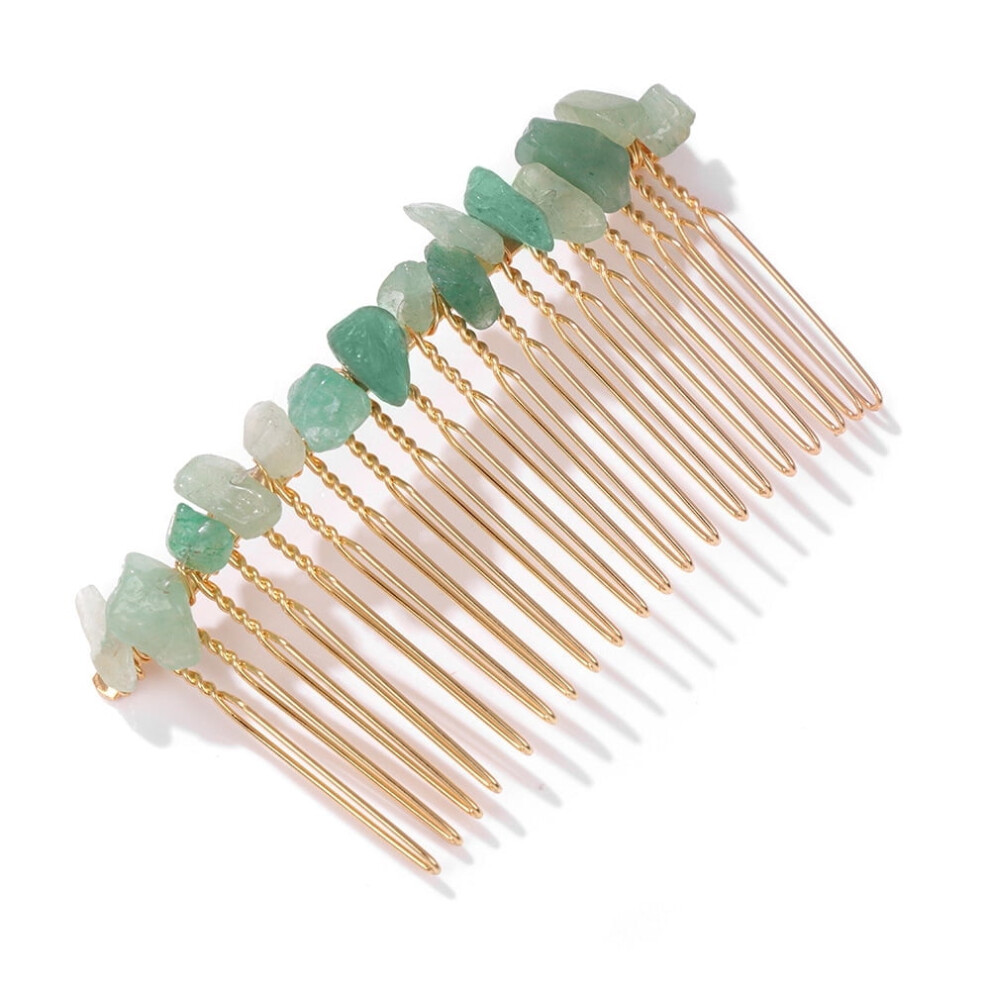 Women's decorative side comb with raw crystals, handmade