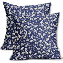 Housses de coussin fleuries vintage 45x45 cm, lot de 2, housses de coussin rustiques en lin noir et marron pour canapé, lit, décoration de style