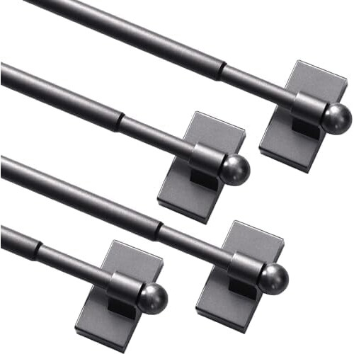 Magnetisk gardinstång, 4-pack, tenn, 23 cm