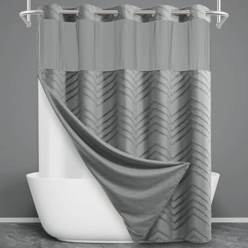 Boho Tufted Chevron Duschdraperiset med Foder