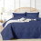 Navy Blue Microfiber Quilt Bedding Set King 3-Piece 1