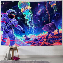 Arazzo da parete con astronauta e medusa