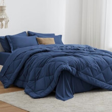 Conjunto de Edredom Solteiro Azul Escuro de 5 Peças