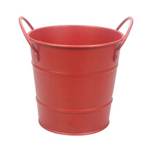 Stainless Steel American-Style Fries Bucket Mini Red Snacks Fried Chicken Metal Bucket Restaurant Bar Storage Ice Bucket Food Container (Red)