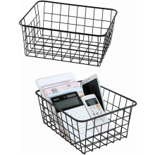Cesta de almacenamiento de alambre negro (paquete de 2)