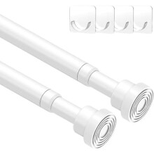 Fehér feszítő függönyrúd 80–130 cm, fúrásmentes, csúszásmentes