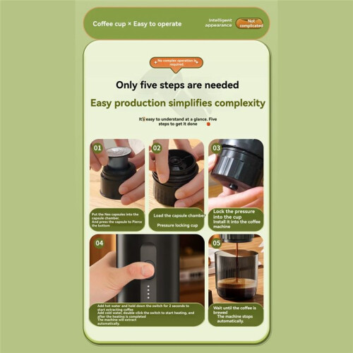 Portable Electric Espresso Coffee Machine with Heating Function Cordless Rechargeable Handheld Coffee Maker for Home Car 1