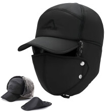Uschanka-Mütze Unisex Winddicht Warme Russische Mütze Schwarz