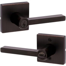 Halifax Entry Door Handle with Lock & Key, Venetian Bronze, Reversible Lever, Pick-Resistant SmartKey Rekey, Microban – Compatible with Standard