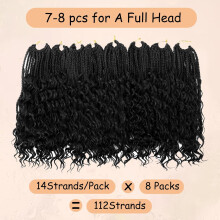 JINYUN Boho Box Braids Crochet Hair, 30 cm, 8 stuks, krullend gitzwart, voorgeluste synthetische vlecht extensions voor zwarte vrouwen
