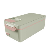 Portable Wireless Electric Lunch Box Food Heater Removable Stainless Steel Container Heated Lunch Box for Travel Green