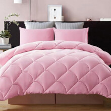 King Size Paplan Garnitúra Rózsaszín Steppelt Pehely Alternative3Pieces