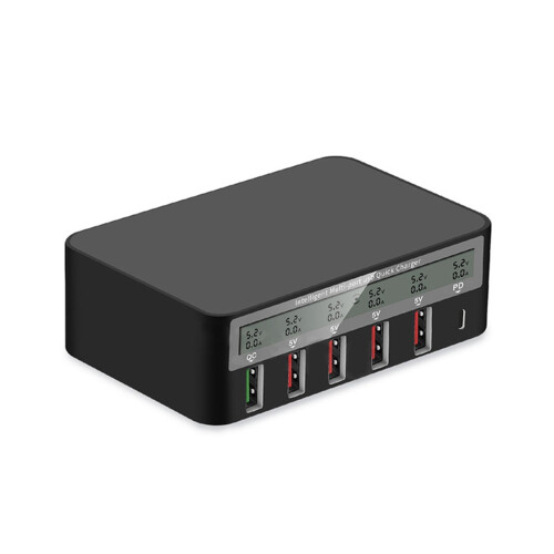 Σταθμός φόρτισης USB 40W με 6 γρήγορες θύρες, ασύρματο φορτιστή και οργανωτή –