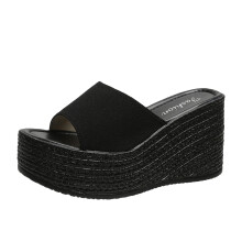 Slippers voor dames met Matsu-hak, dikke zool, schuine hak, ademende instapsandalen voor op het strand, maat 8.5 (41)