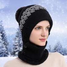 Bonnet de ski d'hiver pour femme, imperméable et chaud, avec bavette intégrée et cagoule.