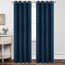 Lot de 2 rideaux occultants, 52 x 95 pouces, bleu marine, thermiques et isolants, à œillets, pour salon et chambre (compatibles avec les tringles