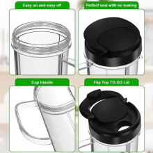 22 Oz Tall Cup with Flip Top To-Go Lid Replacement Part for 250W MB1001 Blenders Cup Mug with Handle