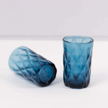 6 Copos de Uísque de Cristal Azul Oceano de 355ml