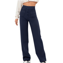 Damesbroek met hoge taille, stretch en rechte pijpen