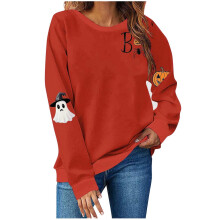 Halloween-Sweatshirt für Damen mit gruseligem Geistermotiv, Oversize-Größe