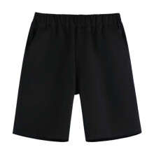 Boys Girls Shorts Solid Color Elastic Waist Wide Leg Shorts With Pockets Kids Casual School Shorts,Black,5-6 Years