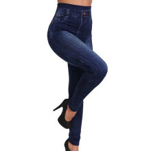 Pantalons pour femmes lulshou, leggings imprimés imitation denim, pantalons capri taille haute élastiques, pantalons de travail