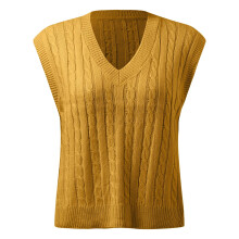 Women Sweaters Print Sleeveless V Neck Ribbed Knit Split Pullover Sweater Vest Fall Winter Blouse Top Casual Loose Fit