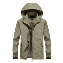 Casaco de inverno masculino, modelo liso, com zíper e capuz, ideal para neve, à prova de vento, folgado, impermeável, para caminhadas e corridas