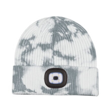 Cappello in maglia tie-dye con luce LED integrata, lampada frontale ricaricabile tramite USB, caldo cappello invernale unisex in maglia con luce per