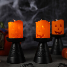 Halloween-Geister-Kürbis-LED-Kerze – 1 Stück