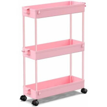 Chariot de rangement à roulettes Slim3 à 3 niveaux rose