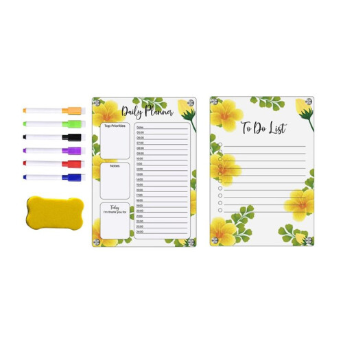 Magnetic Acrylic Daily Planner Memo Board with Erasable Writing for Refrigerator