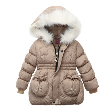 Casaco de inverno infantil para meninos e meninas, jaqueta puffer com capuz, resistente à água, capuz com orelhas para bebês, cáqui, 12-18 meses