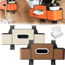 3-in-1-auton takaistuimen järjestäjä katumaastureille ja sedaneille – mukiteline, nenäliinarasia ja roskapussi | Includes100Tissues |