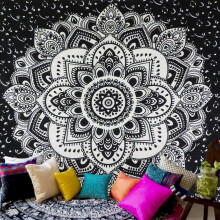 Indian Hippie Bohemian Psychedelic Peacock Mandala Wall Hanging Bedding Tapestry