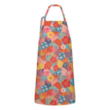 Floral Print Cotton-Linen Apron with Pockets, 33x27 inch