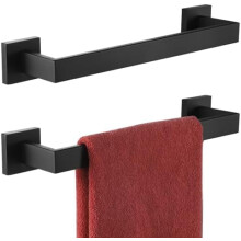 Barre porte-serviettes de 61 cm (24 pouces) en acier inoxydable noir mat