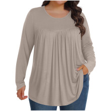 Blusas de tallas grandes para mujer, túnicas de manga larga, cuello redondo, estilo casual y holgado, tallas 1X-5X, XXL.