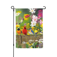 Kolibri Forår Sommer Hus Flag Fugle Blomster Haveflag 28x40in Dobbeltsidede, Store Haveflag til Udendørs Sæsonbestemt Dekoration (Kun Flag)