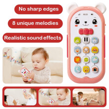 Telefone de brinquedo para bebês com mordedor, luzes e música – Brinquedo educativo para bebês de 6 a 24 meses que ensina a cantar e contar –
