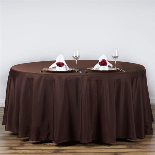 120" chokoladebrun rund polyesterdug