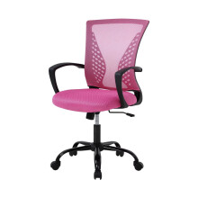Pink Mesh Office Chair with Wheels, Adjustable & Comfortable – Compatible with Home, Office, Bedroom, Study
