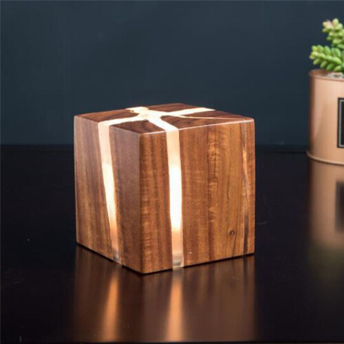 LED Decorative Cracked Wood Wall Light Square Solid Wood Wall Bedlight Corridor Balcony Decorative Lighting Wall Light 2