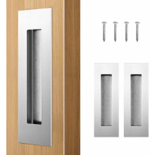 6 Pack | 5.9 Inch Closet Door Pulls, 304 Stainless Steel Sliding Closet Finger Pull, Recessed Finger Pull for Bypass, Pocket and Barn Door, Silver.